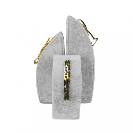 Expositor Pulseras Terciopelo Gris 3 Piezas